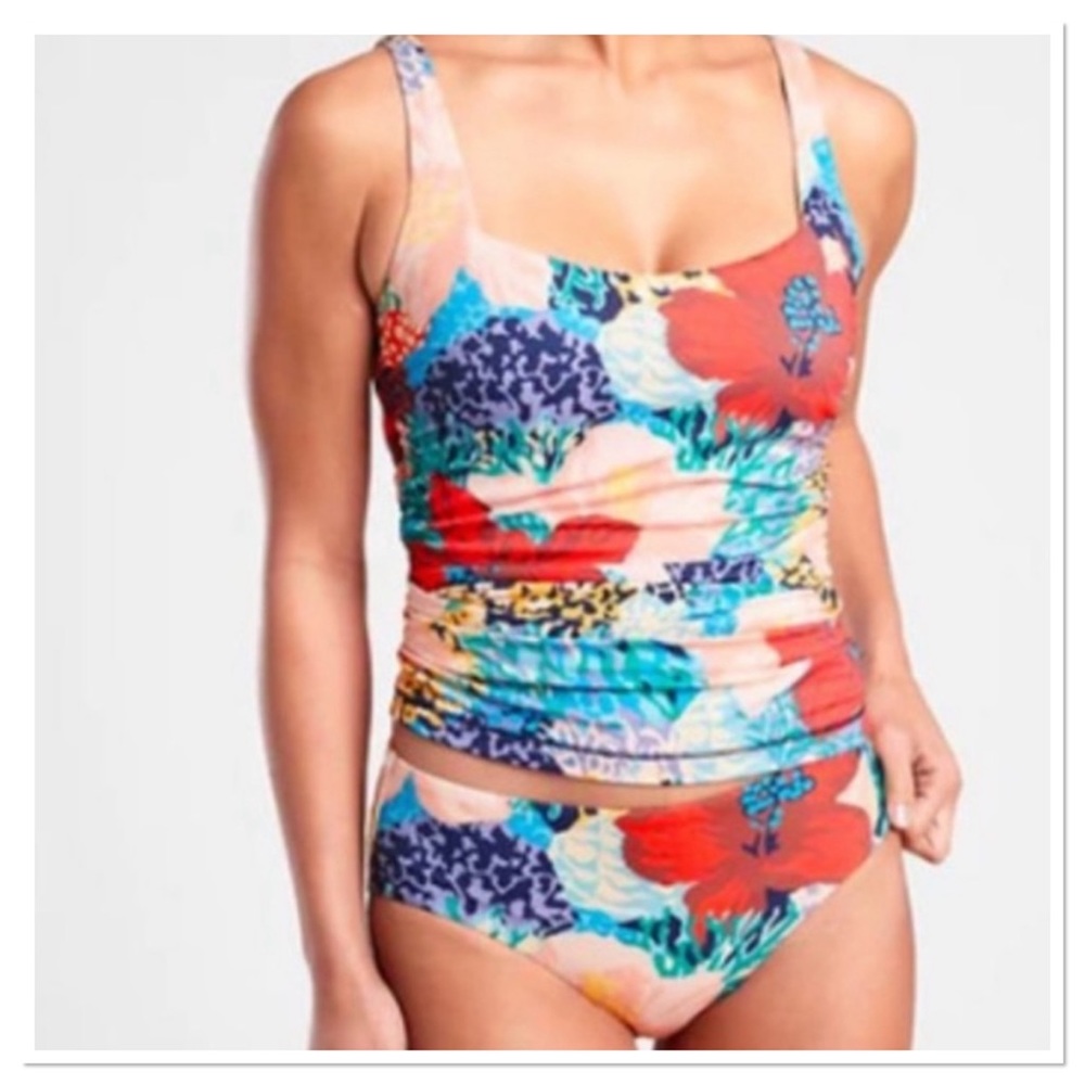 Athleta Women’s Square Neck Bra Cup Print Tankini Top 32